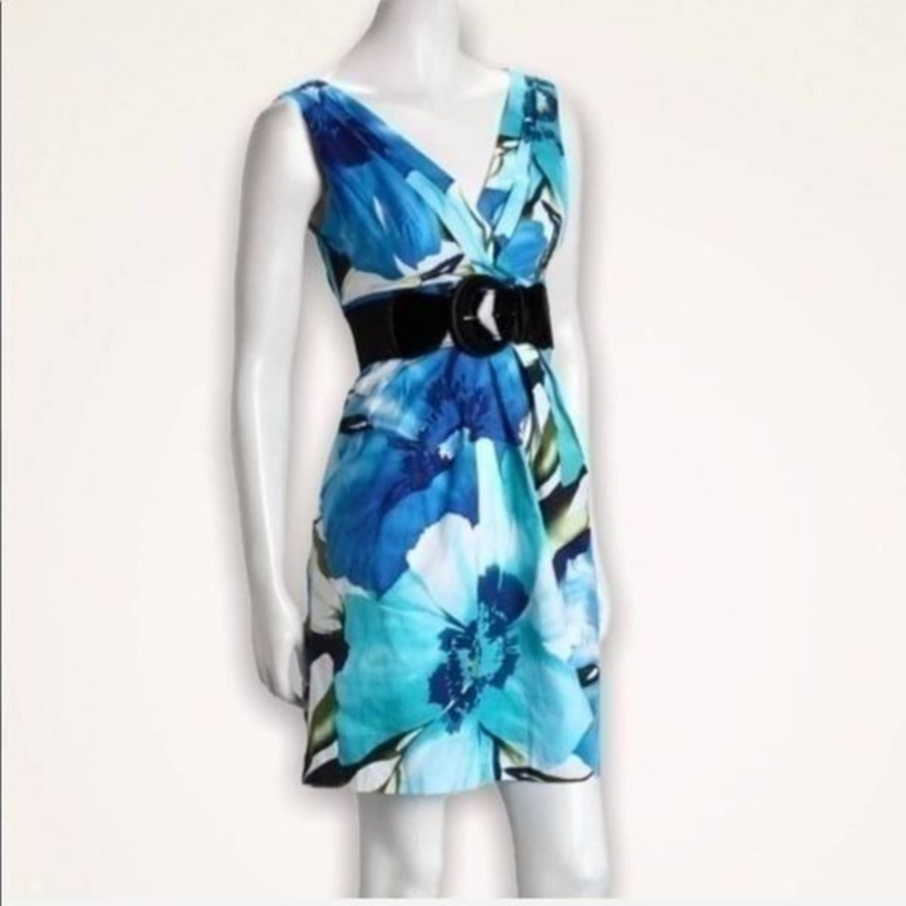 Corey P. Sleeveless Floral Dress‎ Blue 10